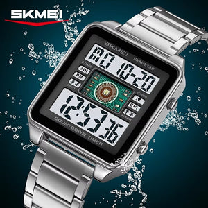 SKMEI 2136 Multi-Display Digital Chronograph Sports Watch- Silver/White image 1