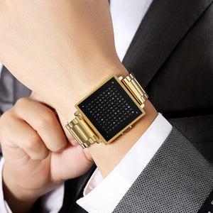 Skmei - 2388 - Luxury Word Dial Watch - Gold-Steel image 2