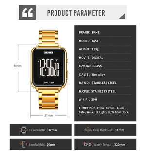 SKMEI - 1852 - Digital Countdown Electronic Movement - gold image 4