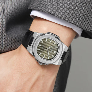 SKMEI - 2512 - Classic Luxury Leather Watch - silver/green image 2