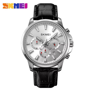 SKMEI - 2071 - High Quality Luxury Watch - Silver/Silver Leather image 1