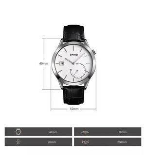 SKMEI - 1581 - High Quality Luxury Watch - Silver/Black-Leather image 1