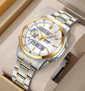 SKMEI - 2284 - World Master Dual Display Watch - Silver/Gold image 1