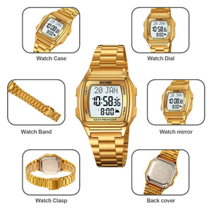 SKMEI - 2240 - Qibla Azan Time Reminder Prayer Watch - gold image 4