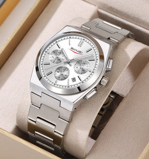 SKMEI - 9371 - Premium Quartz Chronograph Watch - Silver/Silver image 2