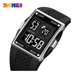 SKMEI - 1967 - Digital LED Multifunction Alarm Electronic Waterproof Watch - Silver/Black image 1