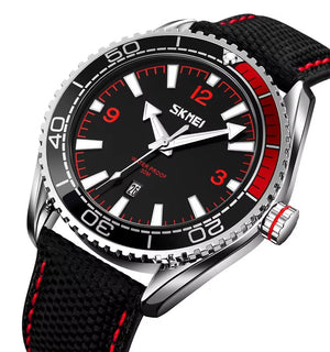 Skmei - 9291 - Fashion Business Genuine Strap Waterproof - Red image 0