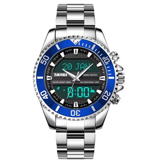 SKMEI - 1896 - Qibla Azan Time Reminder Prayer Watch - silver/blue image 3