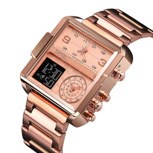 Skmei - 1584 - Sports Quartz Waterproof Tiple time - RoseGold-Steel image 5