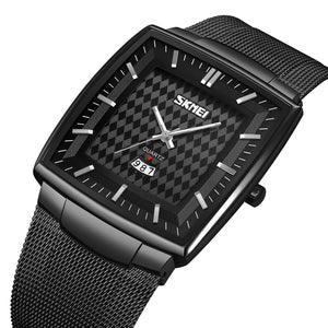 SKMEI - 9311 - Elegant Square Quartz Mesh Edition Watch - black/black image 1