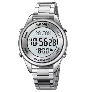 SKMEI - 1861 - Qibla Azan Time Reminder Prayer Watch - Silver/white image 0