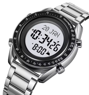 SKMEI - 2143 - Qibla Azan Time Reminder Prayer Watch - silver/black image 0