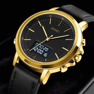 Skmei - 1652 (Strap) - Multifunctional Waterproof - Gold/Black-Leather image 0