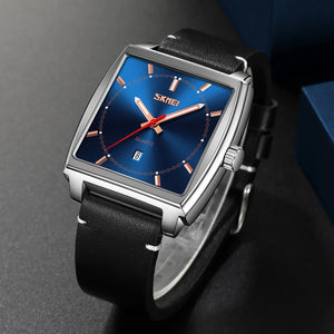 Skmei - 9316 - Elegant Square Analog Watch - silver/blue image 1