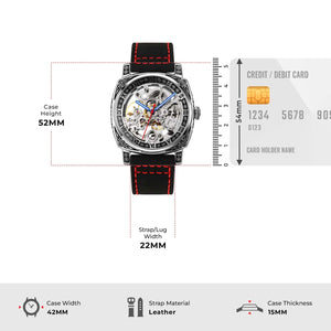 SKMEI - 9271 - Premium Automatic Skeleton Watch - red image 3