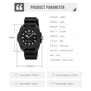 Skmei - 2393 - Quartz Analog Silicone Strap Watch - black/swirl marks image 6