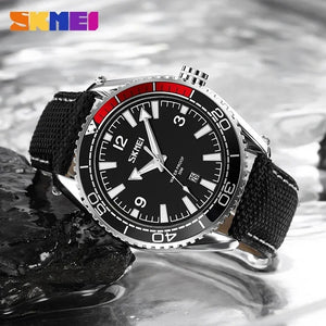 Skmei - 9291 - Fashion Business Genuine Strap Waterproof - Black image 1