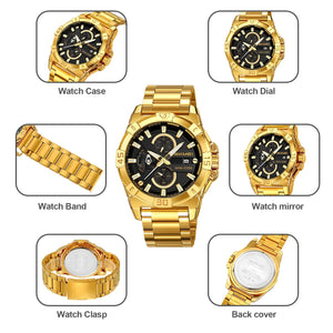SKMEI - 2399 - Analog Multifunction Watch for Men with Stopwatch - gold image 3