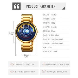 SKMEI - 2361 - Earth Orbit Quartz Watch - gold image 4