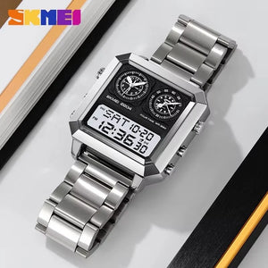 Skmei - 2204 - Digital Luminous 4 Time Square - Silver/White image 3