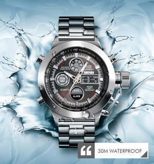 SKMEI - 1515 - Professional Double Display Quartz Watch - silver image 3