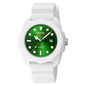 Skmei - 2393 - Quartz Analog Silicone Strap Watch - white/green image 0