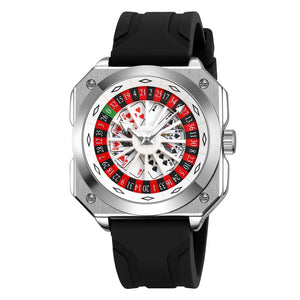 SKMEI - 9379 - Rotating Poker Dial Silicone Wrist Watch - silver/black image 1