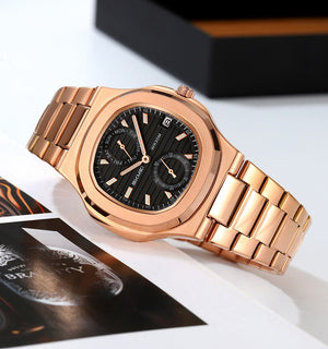 SKMEI - 2423 - Elegant Classic Multifunction Sqaure Dial Watch - rose gold image 2