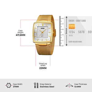 SKMEI - 9311 - Elegant Square Quartz Mesh Edition Watch - gold/silver image 4