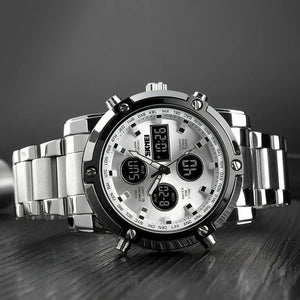 Skmei – 1389 – Dual Display Waterproof Business Watch - Silver/Silver image 5