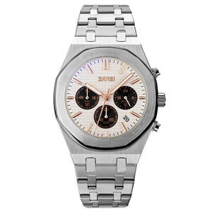 SKMEI - 9296 - Analog Stainless Steel Chronograph Quartz Watch - silver/silver image 0