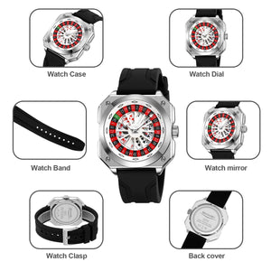 SKMEI - 9379 - Rotating Poker Dial Silicone Wrist Watch - silver/black image 4