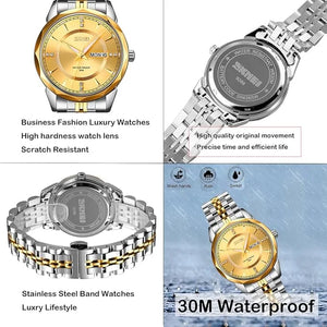 SKMEI - 9268 - Quartz Stainless Steel Luxury Analog Watch - Golden image 3