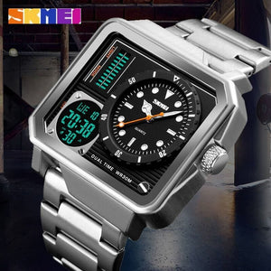 SKMEI - 2025 - LED Backlight Large Screen Multi-Time Zone Waterproof Watch - Silver image 0