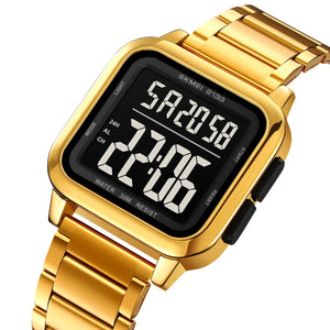 SKMEI 2133 Square Digital Stainless Steel Sports Watch - gold image 0