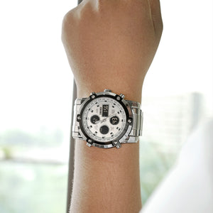 Skmei – 1389 – Dual Display Waterproof Business Watch - Silver/Silver image 2