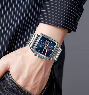 SKMEI - 9331 - Luxury Chronograph Wr30m Waterpoof Quartz - Silver/Blue image 2