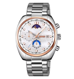 SKMEI - 9325 - Quartz Luxury Moon Phase Chrono Watch - RoseGold/White image 0