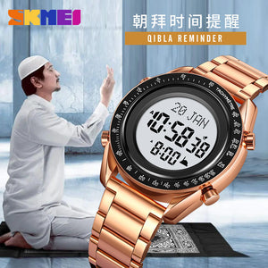 SKMEI - 2143 - Qibla Azan Time Reminder Prayer Watch - rose gold/white image 2