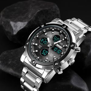 Skmei – 1389 – Dual Display Waterproof Business Watch - Silver/Black image 1