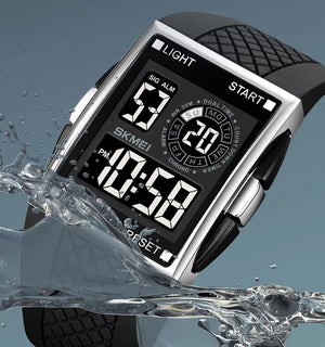 SKMEI - 1967 - Digital LED Multifunction Alarm Electronic Waterproof Watch - Silver/Black image 0