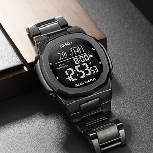 SKMEI - 2036 - Qibla Azan Time Reminder Prayer Watch - Black/black image 1