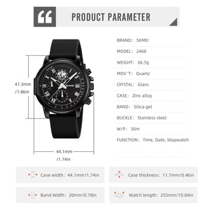 SKMEI - 2468 - Luxury Analog Quartz Chronograph Watch - black/black-black image 2