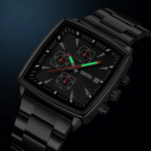 SKMEI - 9331 - Luxury Chronograph Wr30m Waterpoof Quartz - Silver/Black image 3