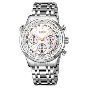 SKMEI 9333 Analog Chronograph Stainless Steel Watch - silver/silver image 1