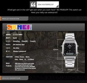 Skmei - 1220 - Dual Time Sports Watch - Silver/Black image 2