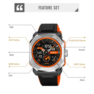 SKMEI - 2272 - Rugged Luxury Sports Watch - Black/Orange image 3