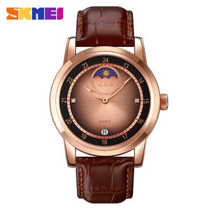 Skmei – 9300 – Elegant Moon Phase Edition Watch – Rose Gold / Rose Gold image 1