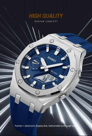 Skmei - 2243 - World time 50 Timezone- Silver/DarkBlue image 2