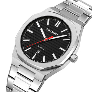 SKMEI - 9397 - Premium Gold Stainless Steel Watch - Silver/Black image 0